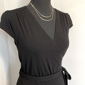 Black Jersey Knit Wrap Dress
